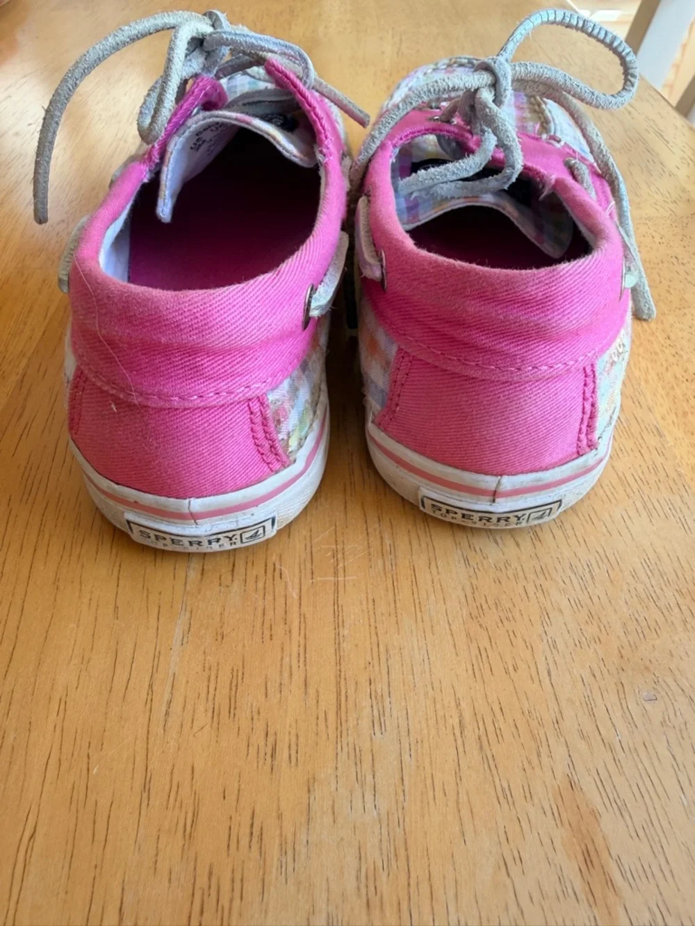 Sperry Kids Pink Plaid Canvas Moccasins Size 2M